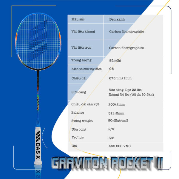 Vợt cầu lông DAS X GRAVITON ROCKET II – Xanh đen