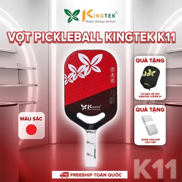Vợt Pickleball Kingtek K11 Power Sport 16mm Màu Đỏ (K1116-Red) – Cao Cấp