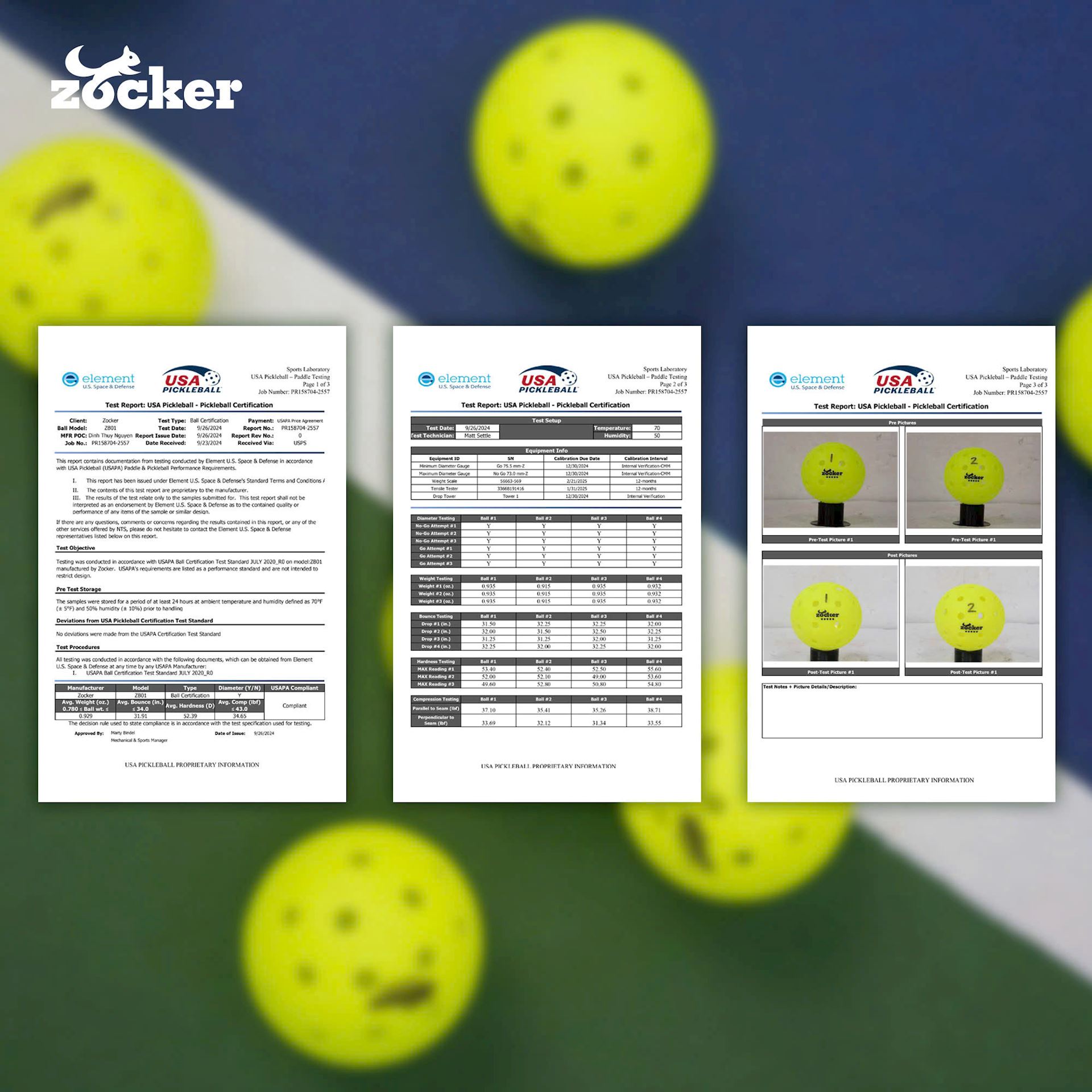 Combo 3 quả bóng thi đấu Pickleball Zocker Five Star